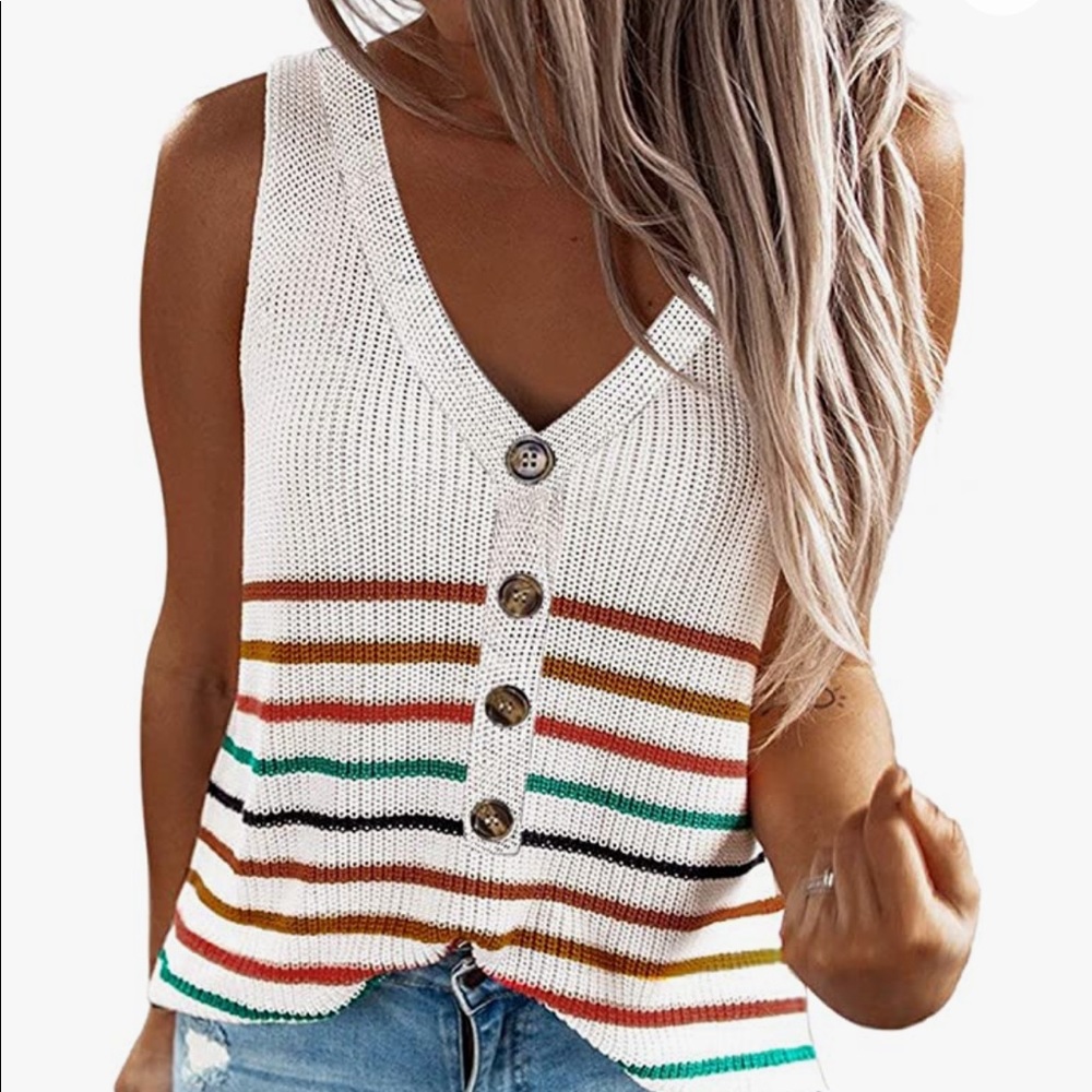 Sweater Striped Tank Top Size Large